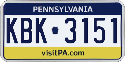 PA license plate KBK3151