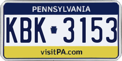 PA license plate KBK3153