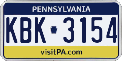 PA license plate KBK3154