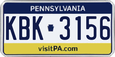 PA license plate KBK3156