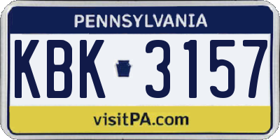 PA license plate KBK3157