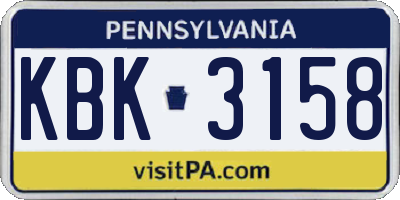 PA license plate KBK3158