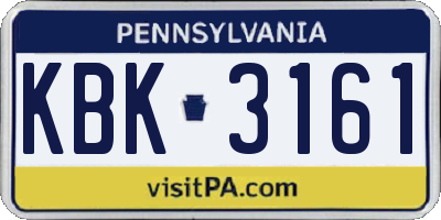 PA license plate KBK3161