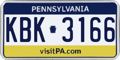 PA license plate KBK3166