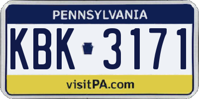 PA license plate KBK3171