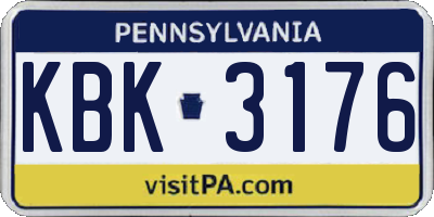 PA license plate KBK3176