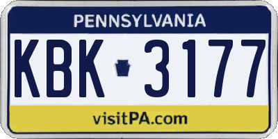 PA license plate KBK3177