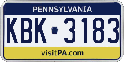 PA license plate KBK3183
