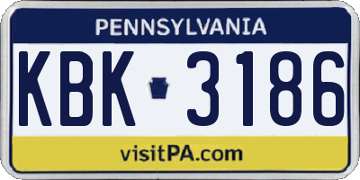 PA license plate KBK3186
