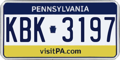 PA license plate KBK3197