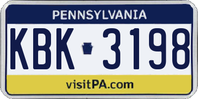 PA license plate KBK3198