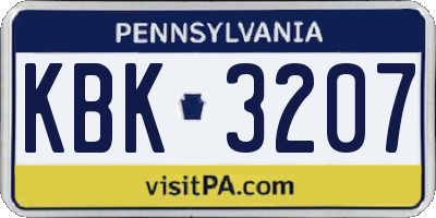 PA license plate KBK3207