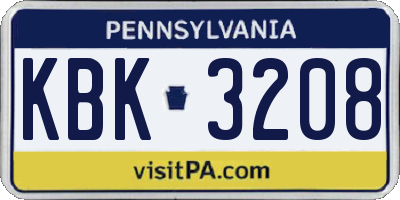 PA license plate KBK3208