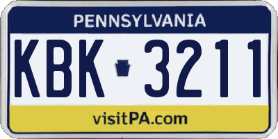 PA license plate KBK3211