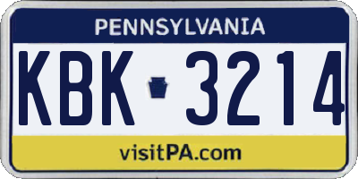PA license plate KBK3214