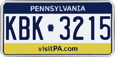 PA license plate KBK3215