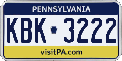 PA license plate KBK3222