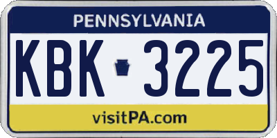 PA license plate KBK3225