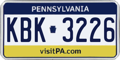 PA license plate KBK3226