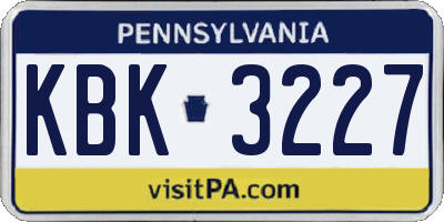 PA license plate KBK3227