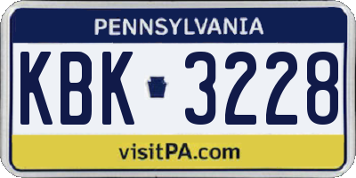 PA license plate KBK3228
