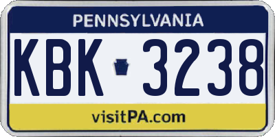 PA license plate KBK3238