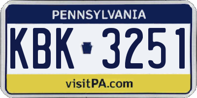 PA license plate KBK3251