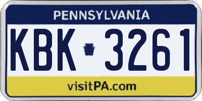 PA license plate KBK3261