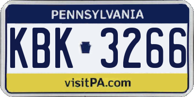 PA license plate KBK3266