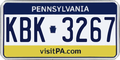PA license plate KBK3267