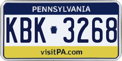 PA license plate KBK3268
