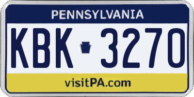 PA license plate KBK3270