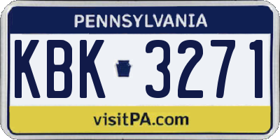 PA license plate KBK3271