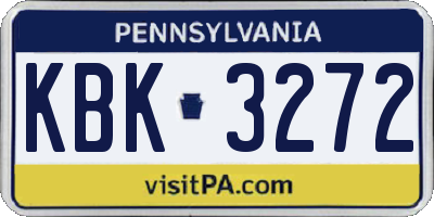 PA license plate KBK3272
