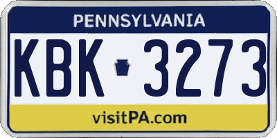 PA license plate KBK3273