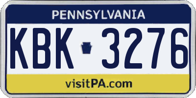 PA license plate KBK3276