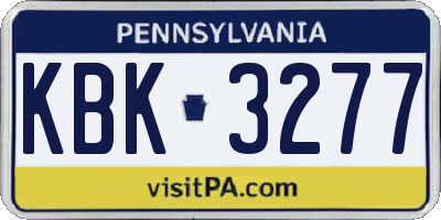 PA license plate KBK3277