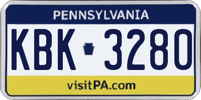 PA license plate KBK3280
