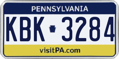 PA license plate KBK3284