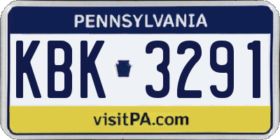 PA license plate KBK3291