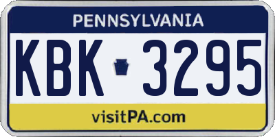 PA license plate KBK3295