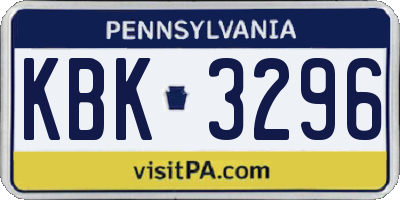 PA license plate KBK3296