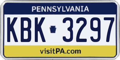 PA license plate KBK3297