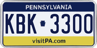 PA license plate KBK3300