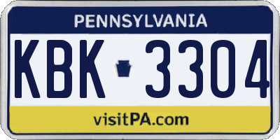 PA license plate KBK3304