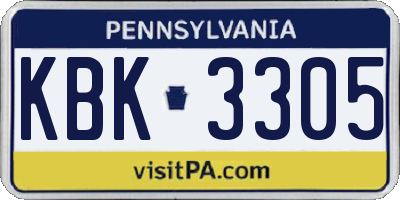 PA license plate KBK3305