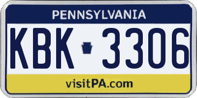 PA license plate KBK3306