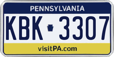 PA license plate KBK3307