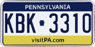 PA license plate KBK3310