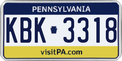 PA license plate KBK3318